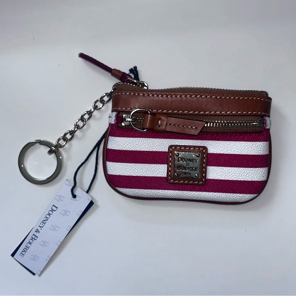 Dooney & Bourke Sullivan Coated Cotton Small Red & White Striped Coin Case